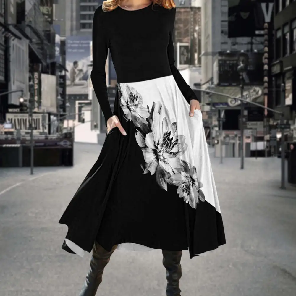 

Attractive Women Dress Wide Application Haed to Fade Stylish Flower Pattern Girls Dress Party Dress Girls Dress