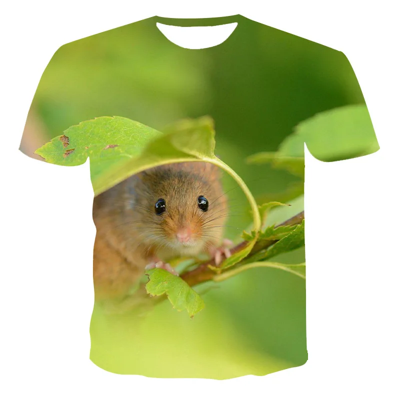 

2021 Summer New 3D T Shirt Cartoon Animal Men's Clothing Fashion Loose Breathable O Neck Short Sleeve Large Size 110-6 XL