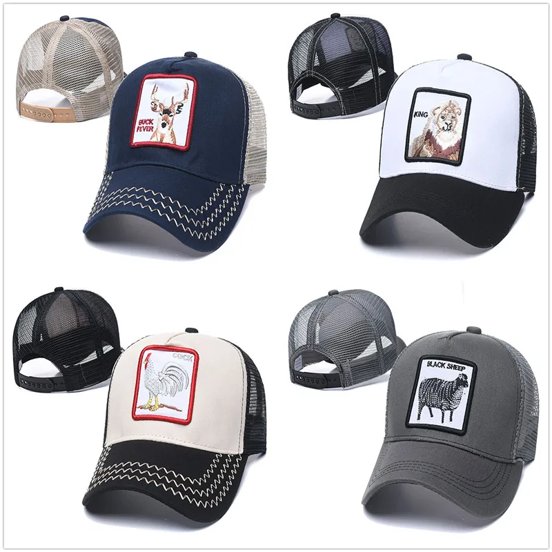 

Fashion Dieren Borduurwerk Baseball Caps Mannen Vrouwen Snapback Hoed Zomer Ademend Mesh Zon Gorras Unisex Streetwear Bone
