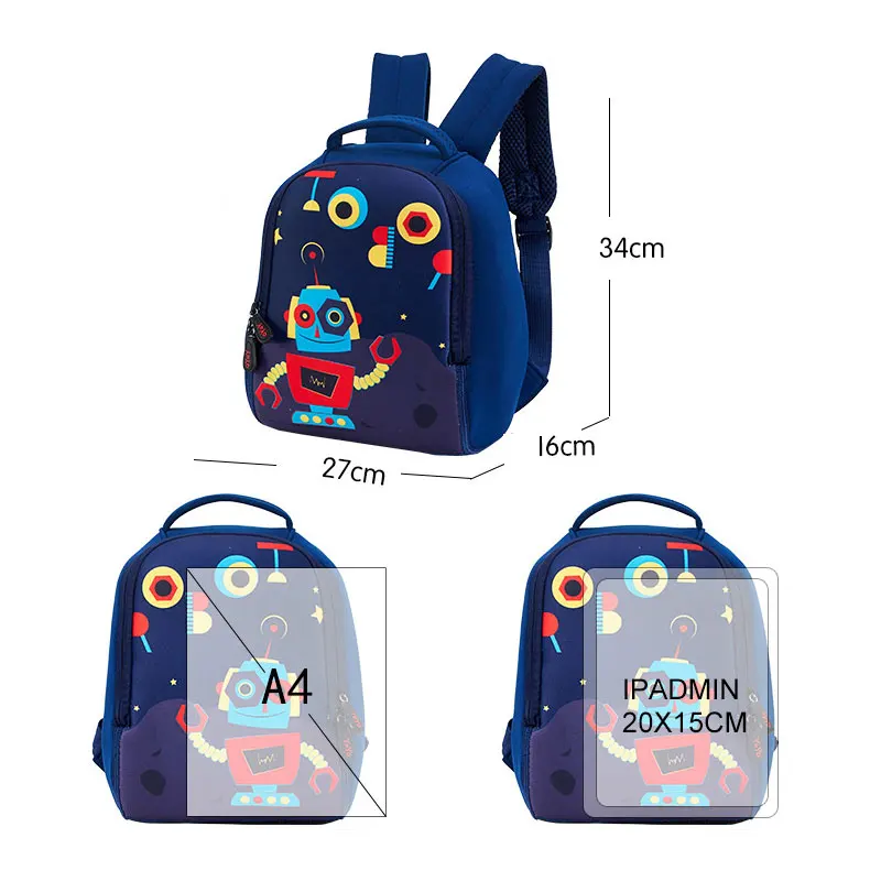 Unicorn Printed Kids School Bags for Boys Kindergarten Student Backpack Creative Animals Children Daypack Mochila Infantil
