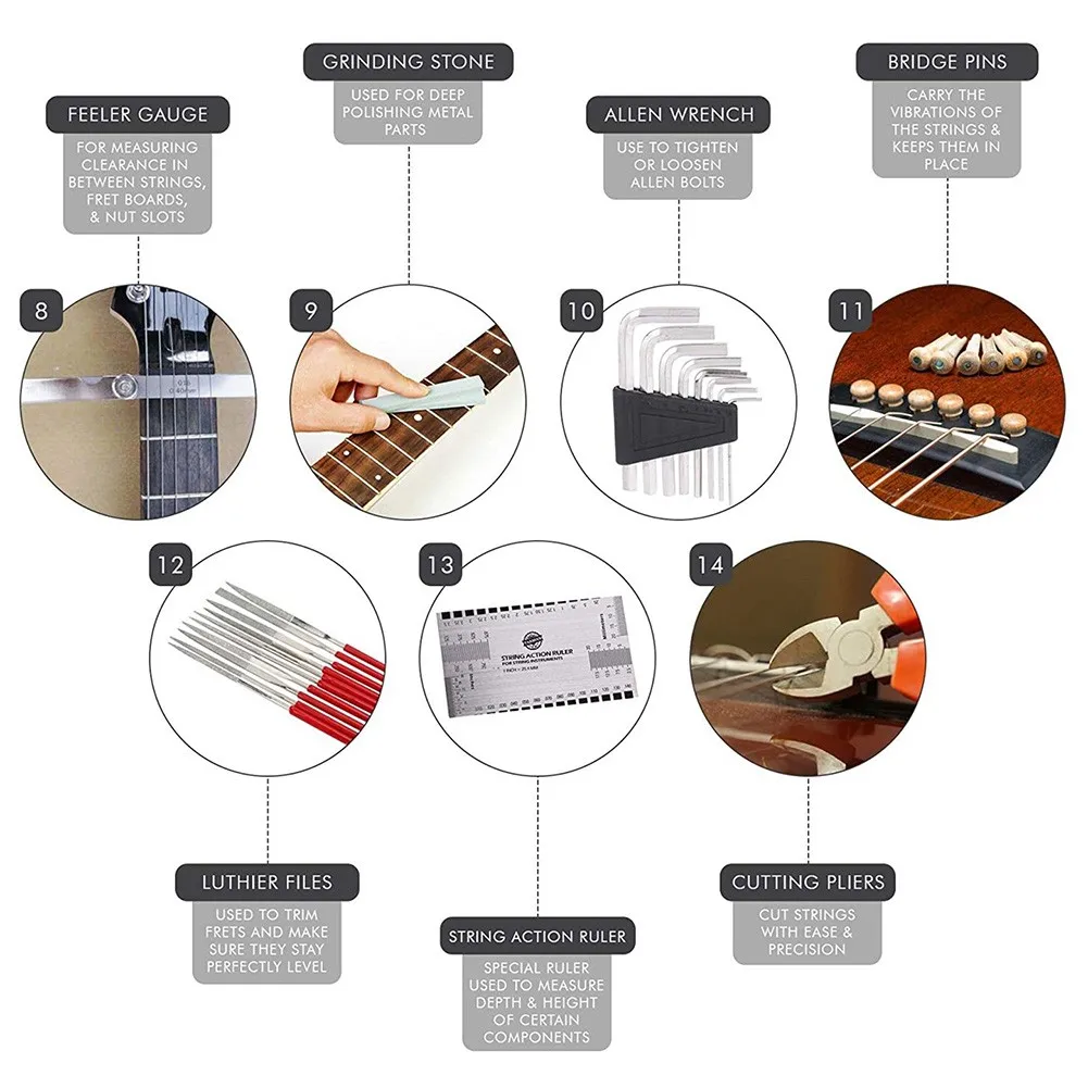 

54Pcs Guitar Repairing Maintenance Tool Kit Guitar Cleaning Care Accessories Guitar Fret Rocker Leveling File Kit