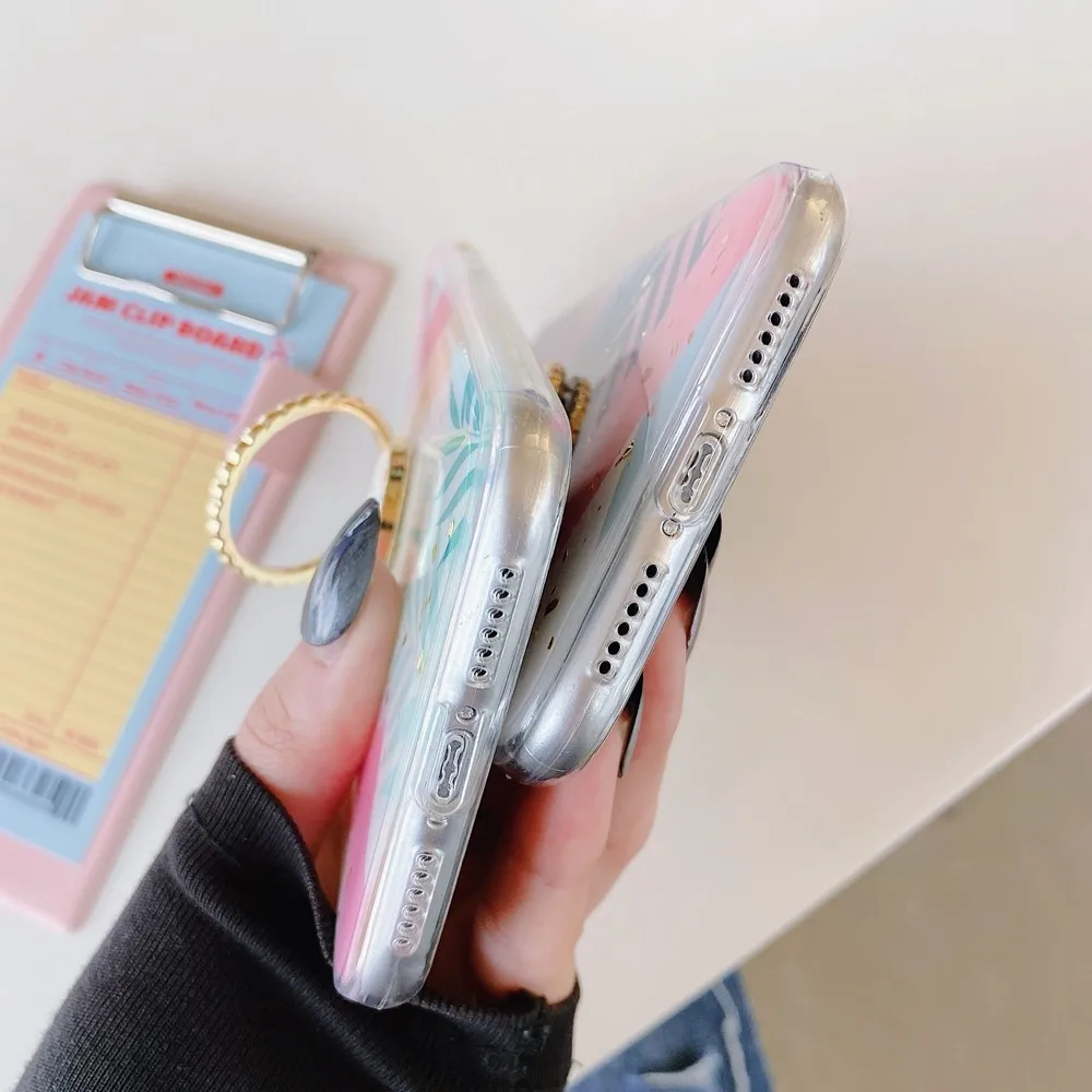 

Green leaf glitter phone case for iPhone 11 Pro X XS Max XR 7 8 Plus SE 2020 bracket portable back cover explosion