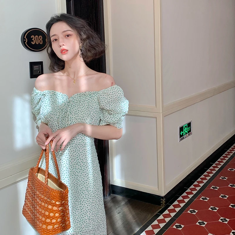 

JCHB 2021 Fashion Summer Dress Woman Korean Elegant Dress Female Vintage Midi Dresses for Women Polka-dot Vestido De Mujer Pph3