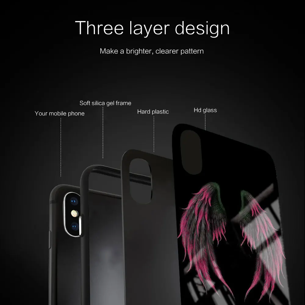 Мягкий силиконовый стеклянный чехол для iPhone 13 12 11 Pro X XS Max XR 8 7 6 Plus SE 2020 S чёрный с