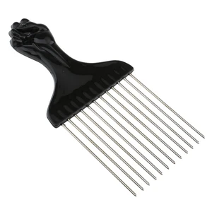 Image for Black Fist Afro Pick Metal Wide Teeth Hair Comb Fo 