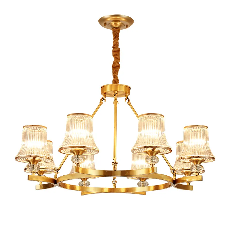 Американская классическая хрустальная люстра для гостиной латунная Золотая