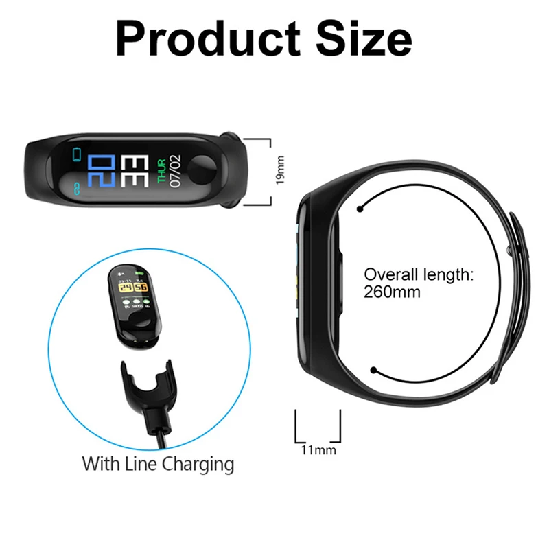 

2021 M3 Smart Watch Bluetooth Men Women Smartwatch Blood Pressure Heart Rate Monitor Fitness Bracelet For iPhone Xiaomi Android