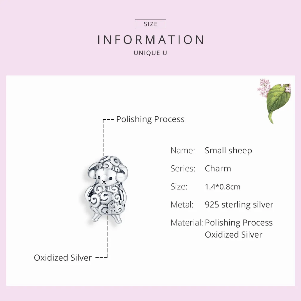 WOSTU 100% 925 Sterling Silver Little Sheep Beads Fit Original Bracelet Charms Pendant DIY Necklace Jewelry For Women FNC187 | Украшения и