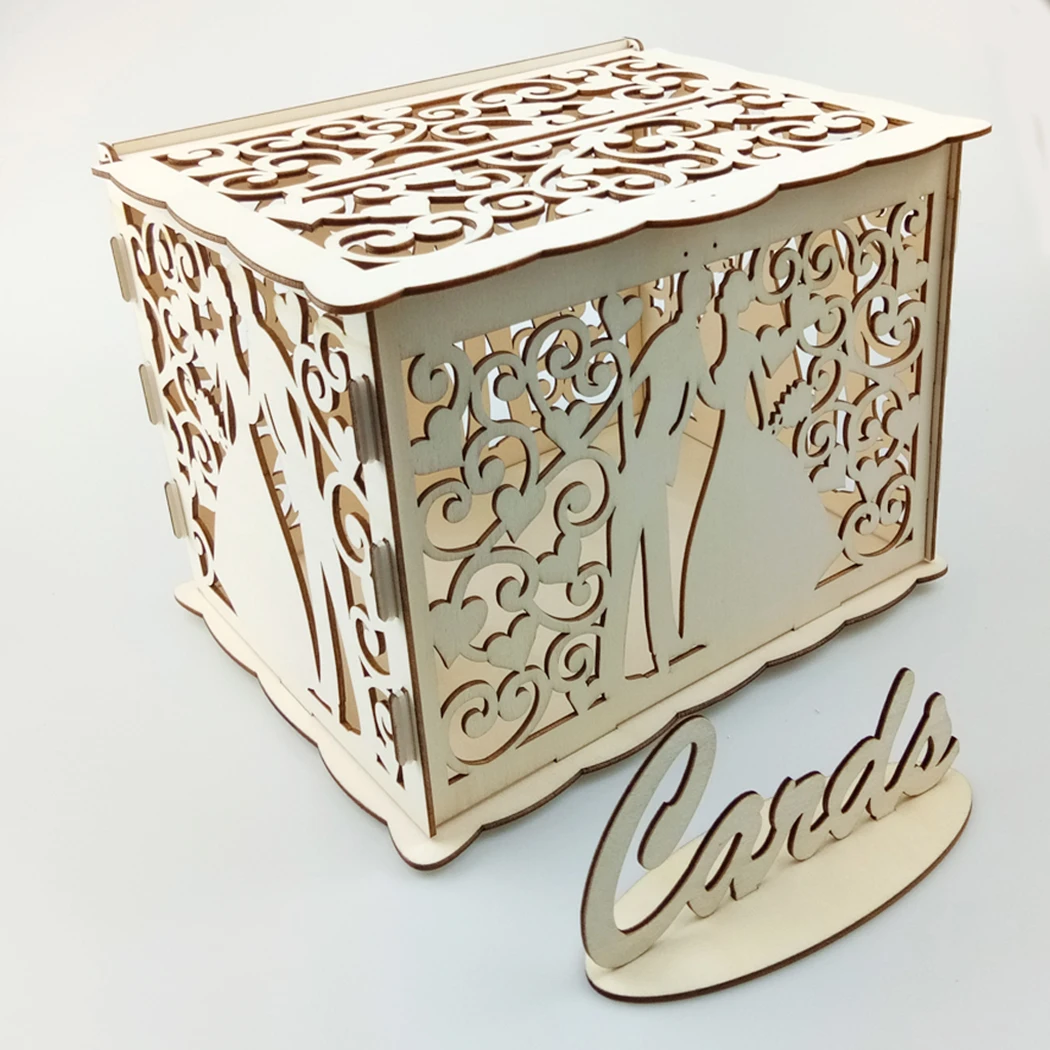 DIY свадебный подарок коробка для карт деревянная денег с замком красивые