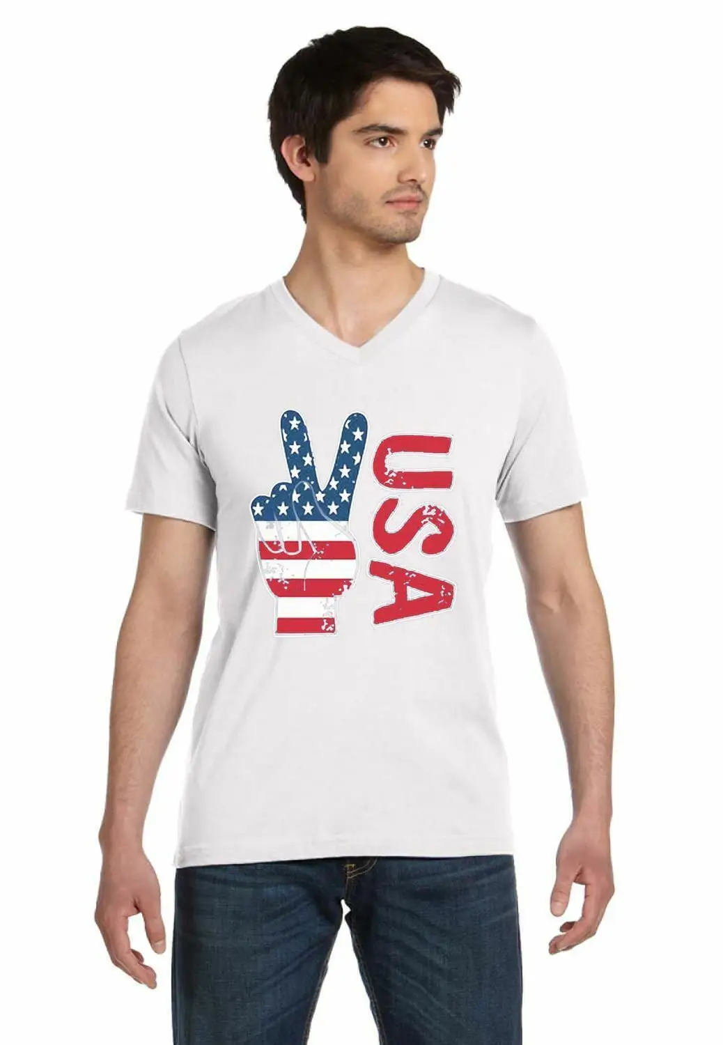 Крутая футболка с v-образным вырезом и флагом США День Независимости 4 июля |