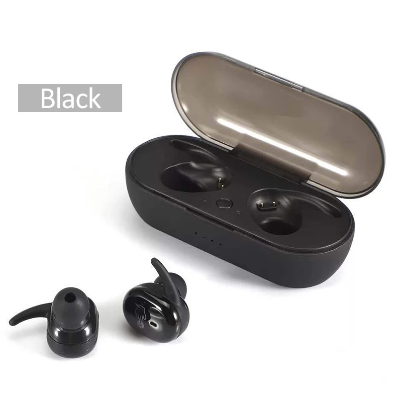 Black TWS наушники Bluetooth 5,0 беспроводные наушники спортивные наушники 3D стерео звук вкладыши с портативным микрофоном и зарядным устройством TSLM1 - Color: Black
