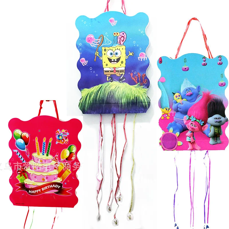 Мультфильм герой Pinata мультфильм дизайн бумажная Складная пиньята для детей с днем рождения вечерние принадлежности украшения