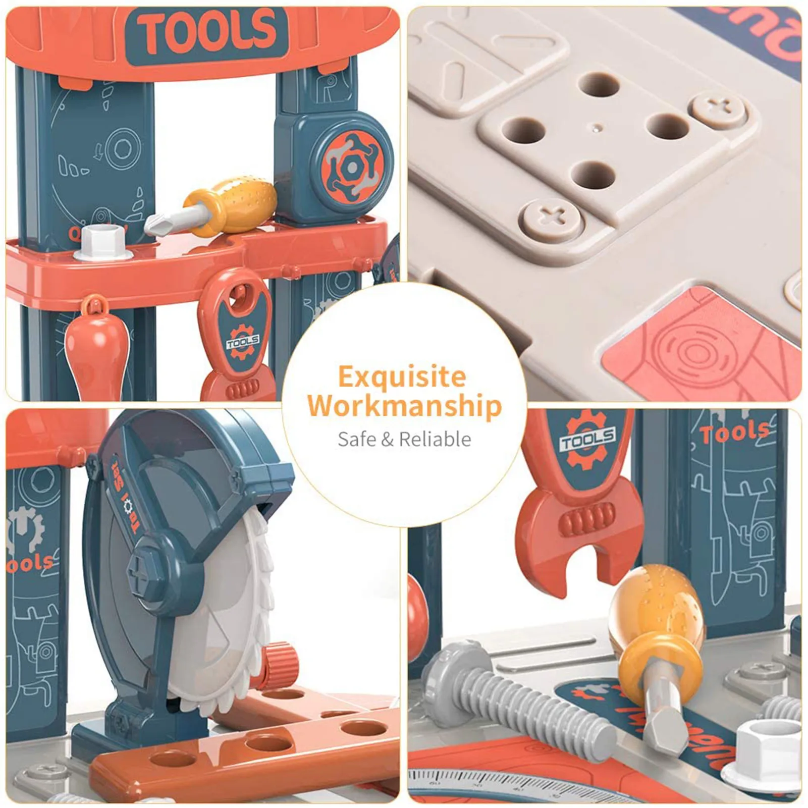 

34 Pieces Construction Tool Toy Set Boys Pretend Play House Sets Toy Preschool Education Safe Non-toxic Simulation Tools
