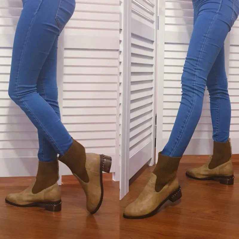 Женские полусапожки RIZABINA размера плюс 32 48 новая модная зимняя обувь 2020 базовые