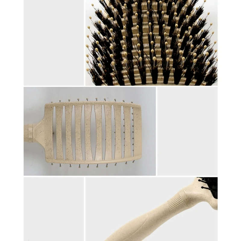 

Q1QD Professional Salon Styling Tools Hair Brush Hairdressing Curling Hair Brush Comb Natural Degradable Wheat Straw Material