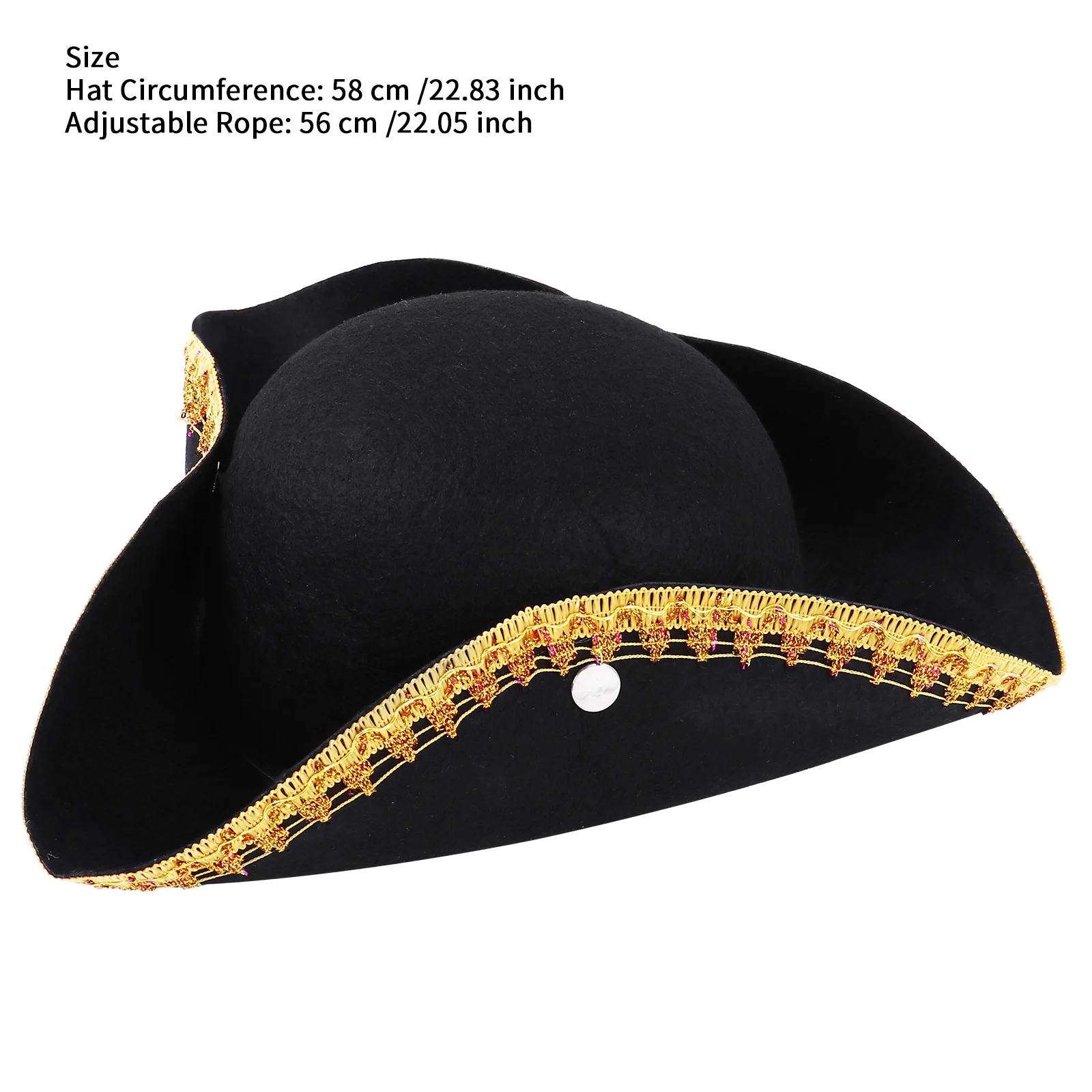 

Colonel Style Deluxe Costume Tricorn Cap Pirate Hat Victorian Lace Jabot Cuffs Set for Adults Stage Performance Cosplay Party