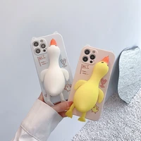 stress reliever phone case for iphone x xr xs 12 11 pro max se 7 8 plus 3d duck toy soft silicone phone cover