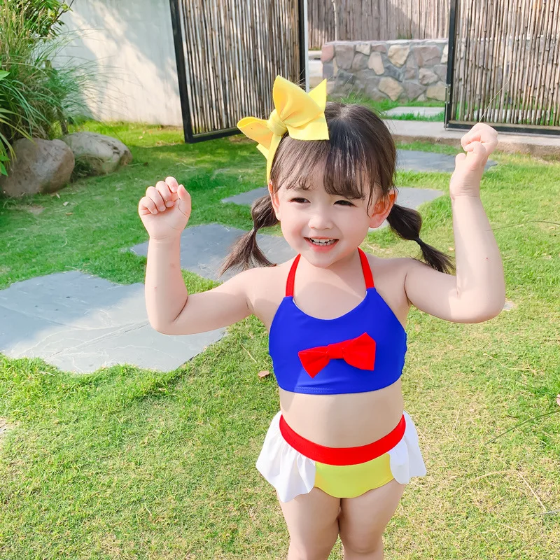Новинка 2020 стильный детский купальный костюм для девочек милый треугольный