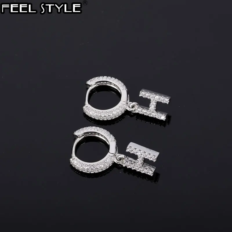 

Hip Hop 1pc Single Iced Out Bling Cubic Zirconia Customized letters Earring Rock For Men Women Jewelry