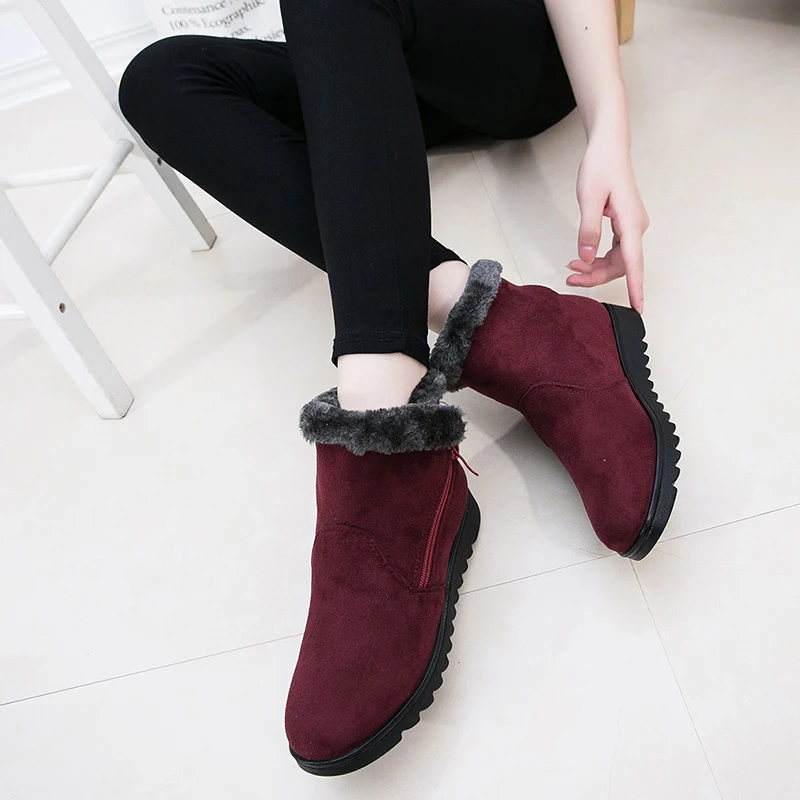 

New Women Ankle Boots New Fashion Waterproof Wedge Platform Winter Warm Snow Boots Shoes For Female Warm Plush Shoes Female
