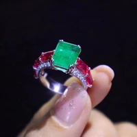 luxury retro 100 solid 925 sterling silver lab gemstones diamond ruby emerald ring cocktail rings for women 2021 trend