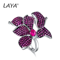 laya 925 sterling silver fashion unique design lily of the valley flower rings for women punk party gift jewelry