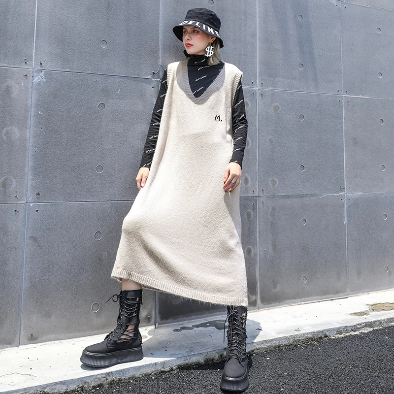 Новинка 2019 повседневное осенне-зимнее вязаное женское платье без рукавов с
