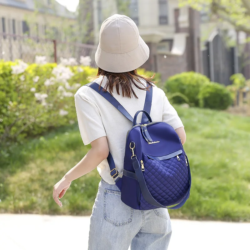 

LU.FAWN Simple And Classic Diamond Check Women's Fashion Backpack Oxford Cloth Shoulder Bag Trend 2021 New (6607)