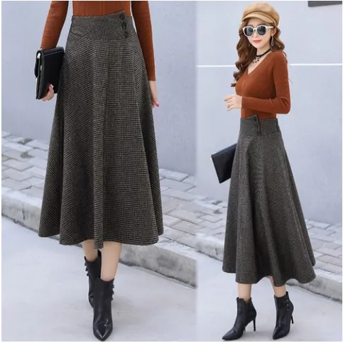 Шерстяная Юбка 2020 осень зима элегантная офисная Дамская винтажная