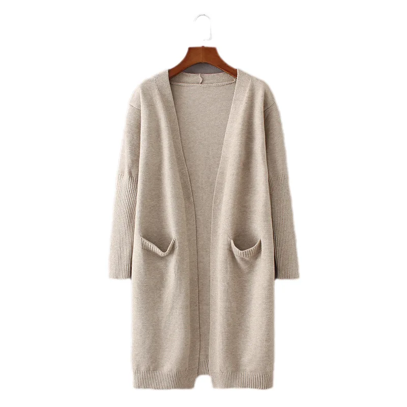 Long cardigan 2019 new casual fashion solid color autumn and winter double pocket long knit sweater women vestidos MMY76012 |