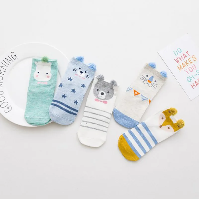 5 пар носков для малышей летние хлопковые детские носки в полоску с рисунком