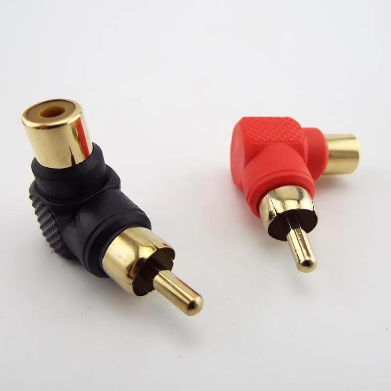 

90 градусов RCA штекер-гнездо прямоугольный Разъем адаптеры M/F аудио адаптер позолоченный
