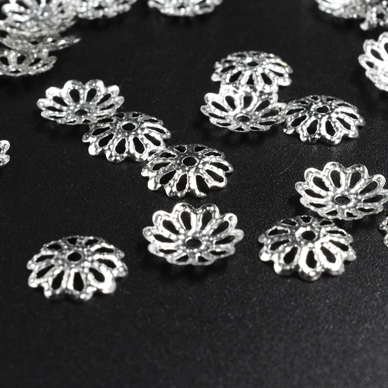 

FLTMRH 50pcs 10mm Silver color Flower Spacers Beads Caps mm Dia.