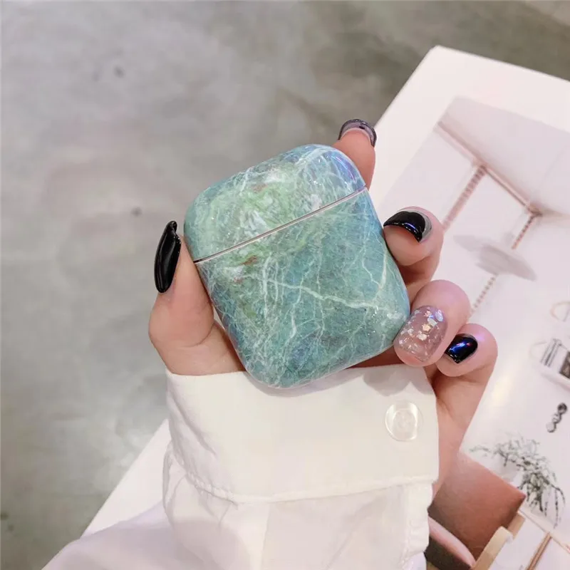 

Marble Pattern Wireless Bluetooth Headset Cover Cold Wind Hard Shell Headset Protective Case for AirPods 1/2
