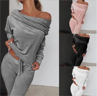 casual sets two piece set off shoulder pullover and long pants sets womens tracksuit outfits plus size 4xl hd22