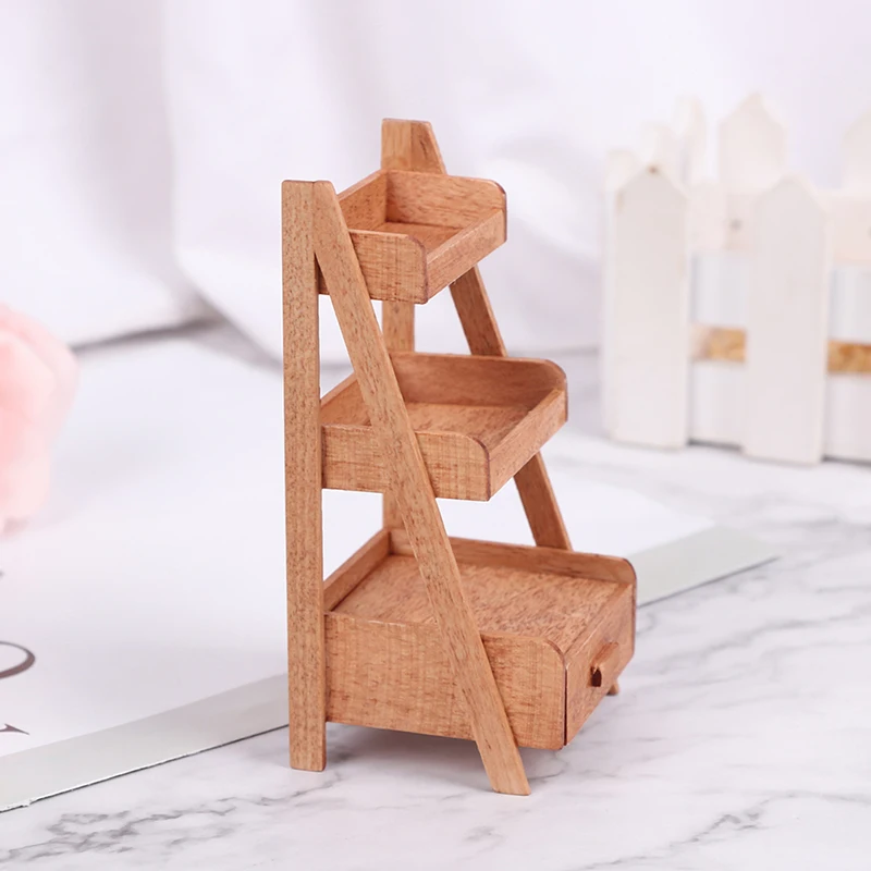 

Mini 1Pc 1:12 Dollhouse Durable Wood Shelf Flower Stand Mini Doll House Furniture Model Simulation Furniture Accessories