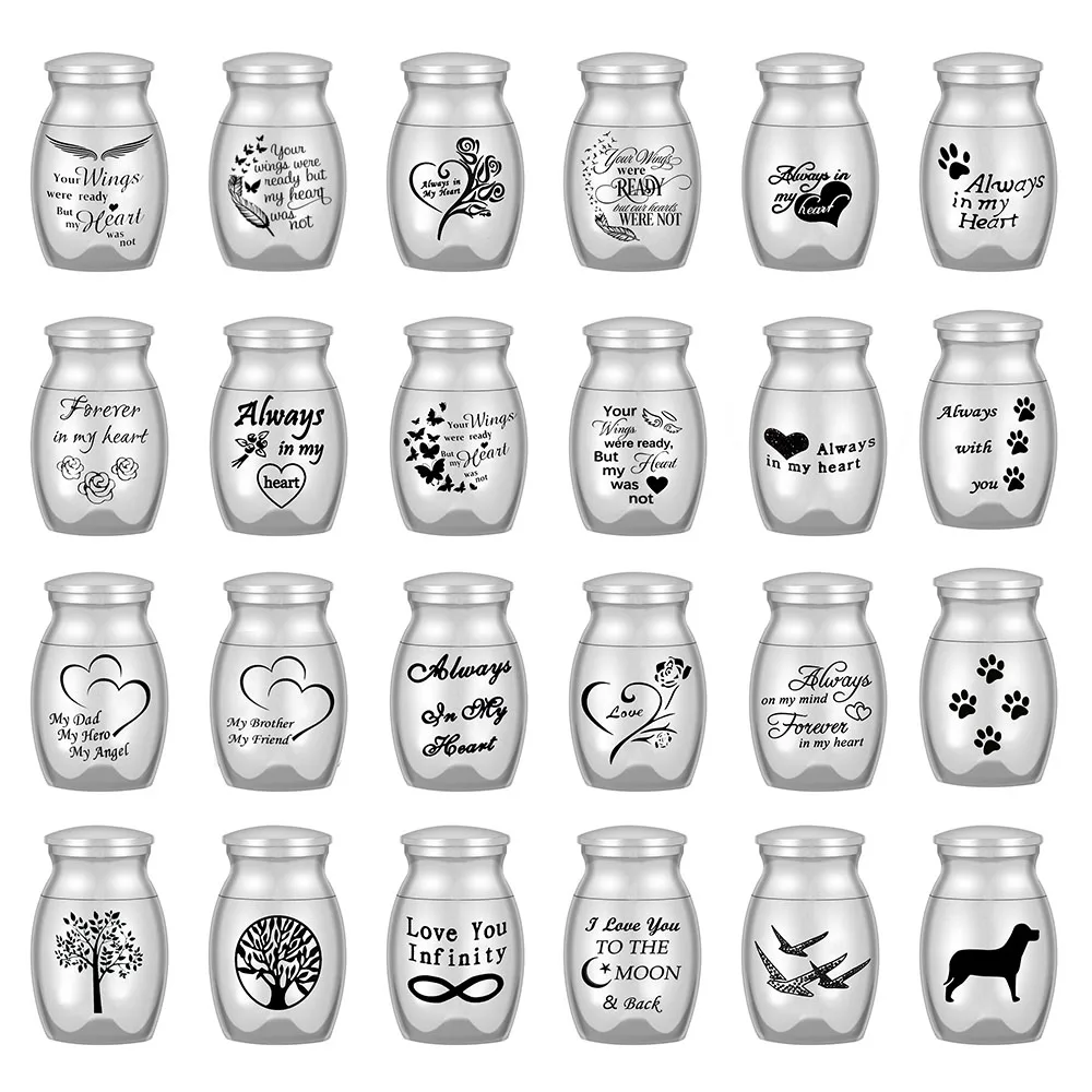 

24 Styles Set of 3 Pcs Mini Urns For Human Ashes Cremation Keepsake Container Jar Metal Memorial Pet Ashes Holder Silver