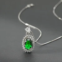 green emeralddiamond pendant real 925 sterling silver charm party wedding pendants necklace for women jewelry