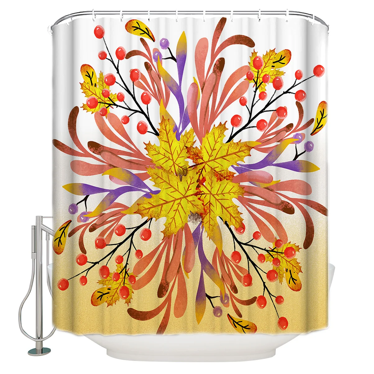 Золотые кленовые листья в осенний Душ Шторы Декор с крючками