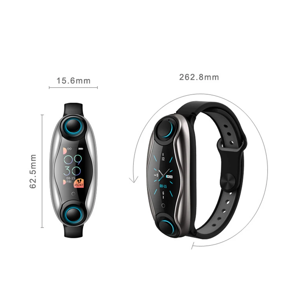 Смарт-часы-браслет TFT цветной экран Smartband фитнес-тренкер Bluetooth Спорт IP67 водонепроницаемый смарт-браслет с BT5.0 наушником