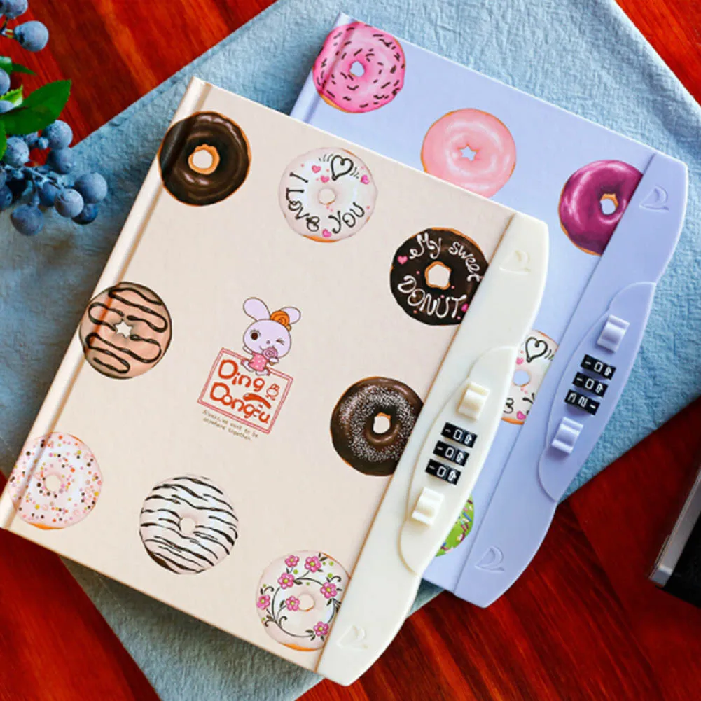 

New Children's Creative Hard Copybook Kawaii Password Notebook Student Diary Can Lock Mini Notepad Cartoon Gift Random Color 1pc
