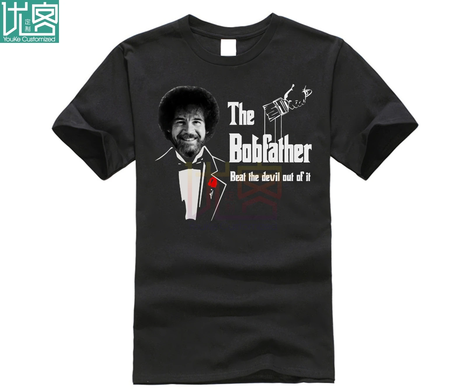 Мужская футболка Bob Ross The Bobfather Beat Devil Out Of It 2019|Мужские футболки| |