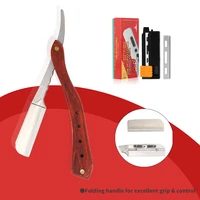 japanese wood handle zinc alloy feather folding razor manual change blade shaving razor holder for man beard