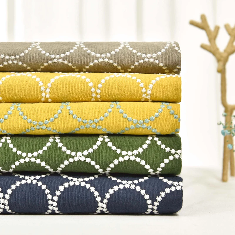 Утолщенная круглая ткань ручной работы из хлопка и льна с вышивкой для одежды