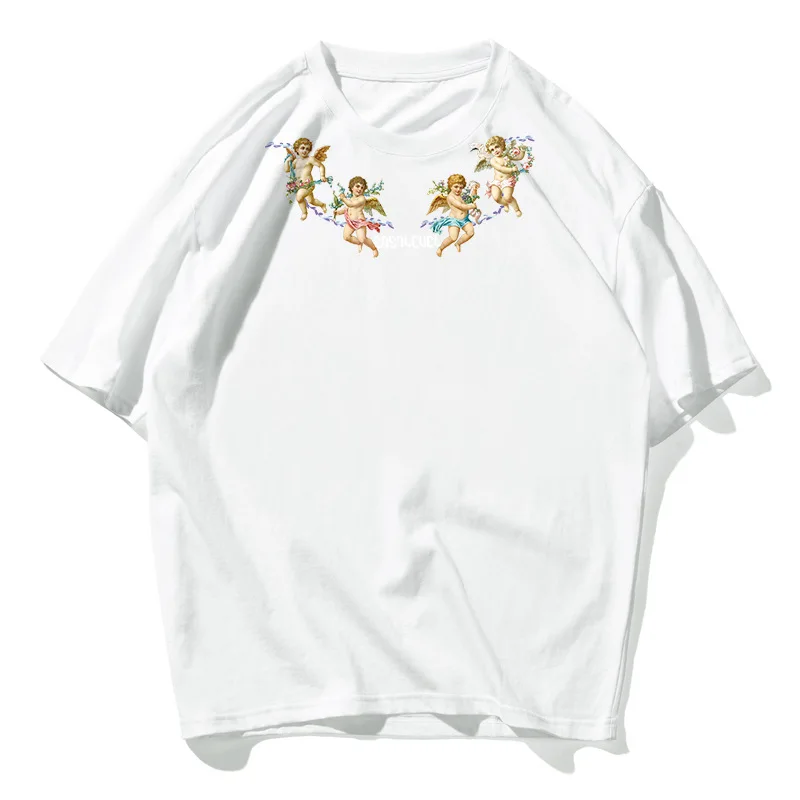 

Flying Angels Print Fashion Tshirts Harajuku Casual Streetwear Tops Tees Hip Hop Summer Short Sleeve T Shirts