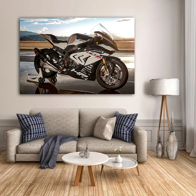 Картина на холсте "Мотоцикл B M W HP4 RACE Superbike Sport" плакаты и печати на шелке для жилого декора в доме.