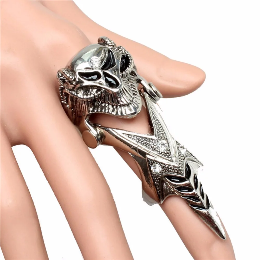 Фото Кольцо с камнем для человека Devil's головное кольцо двумя витками рок стиль Броня