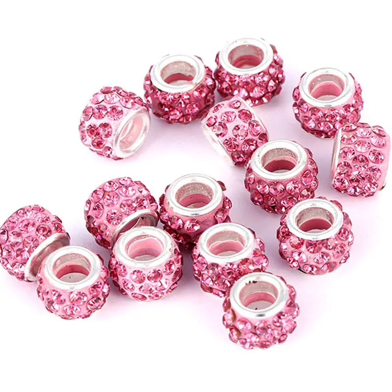 

10pcs 7x11mm Rhinestones Crystal Beads Big Hole Loose Spacer Ball Beads for Jewelry Making DIY Bracelet Necklace Accessories