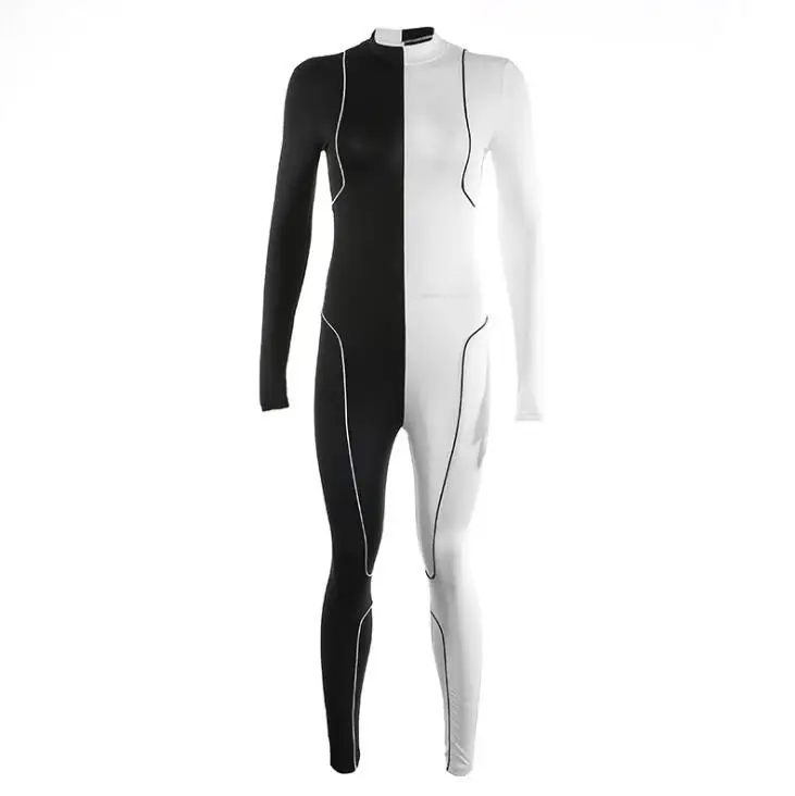 

Women's New Personality Irregular Colorblock Skinny Sports Jumpsuit