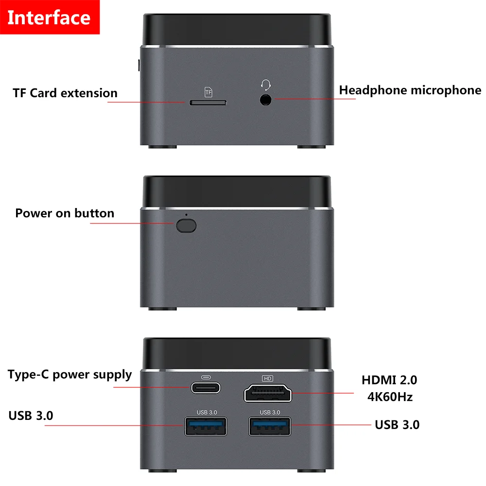 Мини-компьютер Intel Celeron N4100/J4125 M1T Win10 Linux 8G 128G/256G/512G USB3.0 BT4.2 Dual WIFI 2 4G + 5 мини-компьютер |
